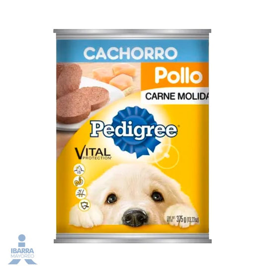LATA PEDIGREE CACHORRO POLLO 375G