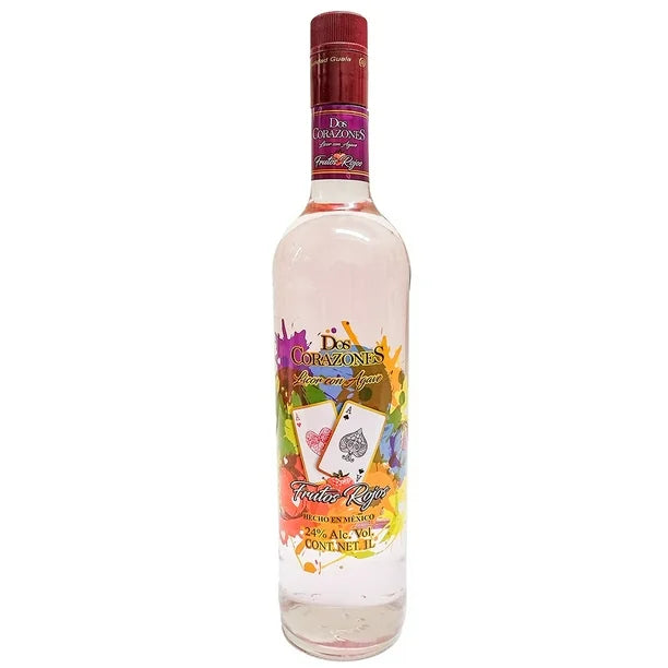 LICOR DE AGAVE DOS CORAZONES 1L FRUTOS ROJOS